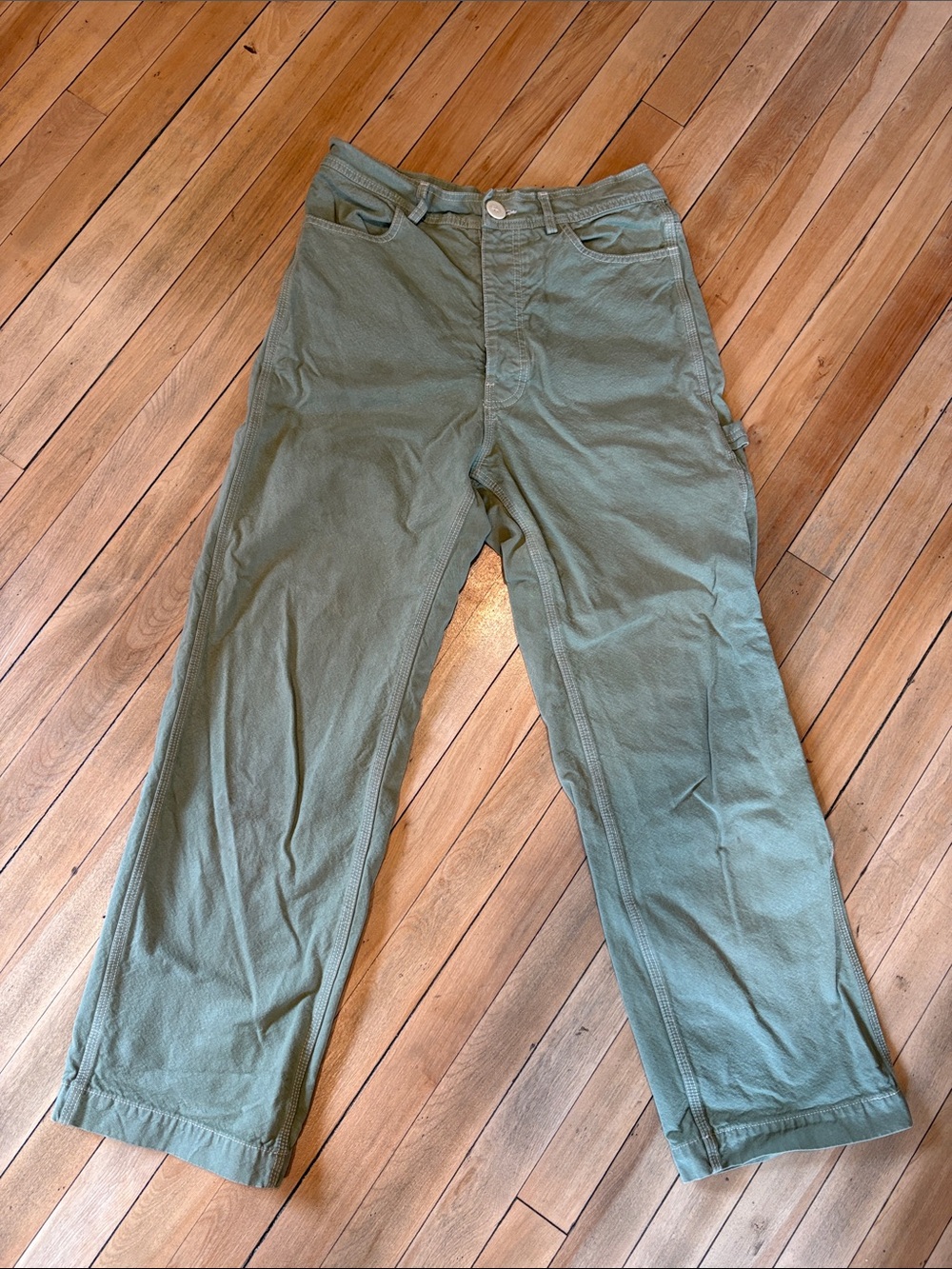 Jesse Kamm Sage Green Straight-Leg Handy Pants